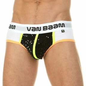 Фото Мужские трусы брифы белые с черными пайетками Van Baam