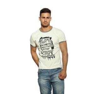 Фото Мужская футболка бежевая с принтом Scandaloso 050304m-EP Фото Мужская футболка бежевая с принтом Scandaloso 050304m-EP