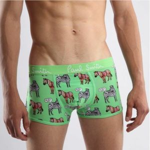 Фото Мужские трусы боксеры зеленые с зеброй Paul Smith Green