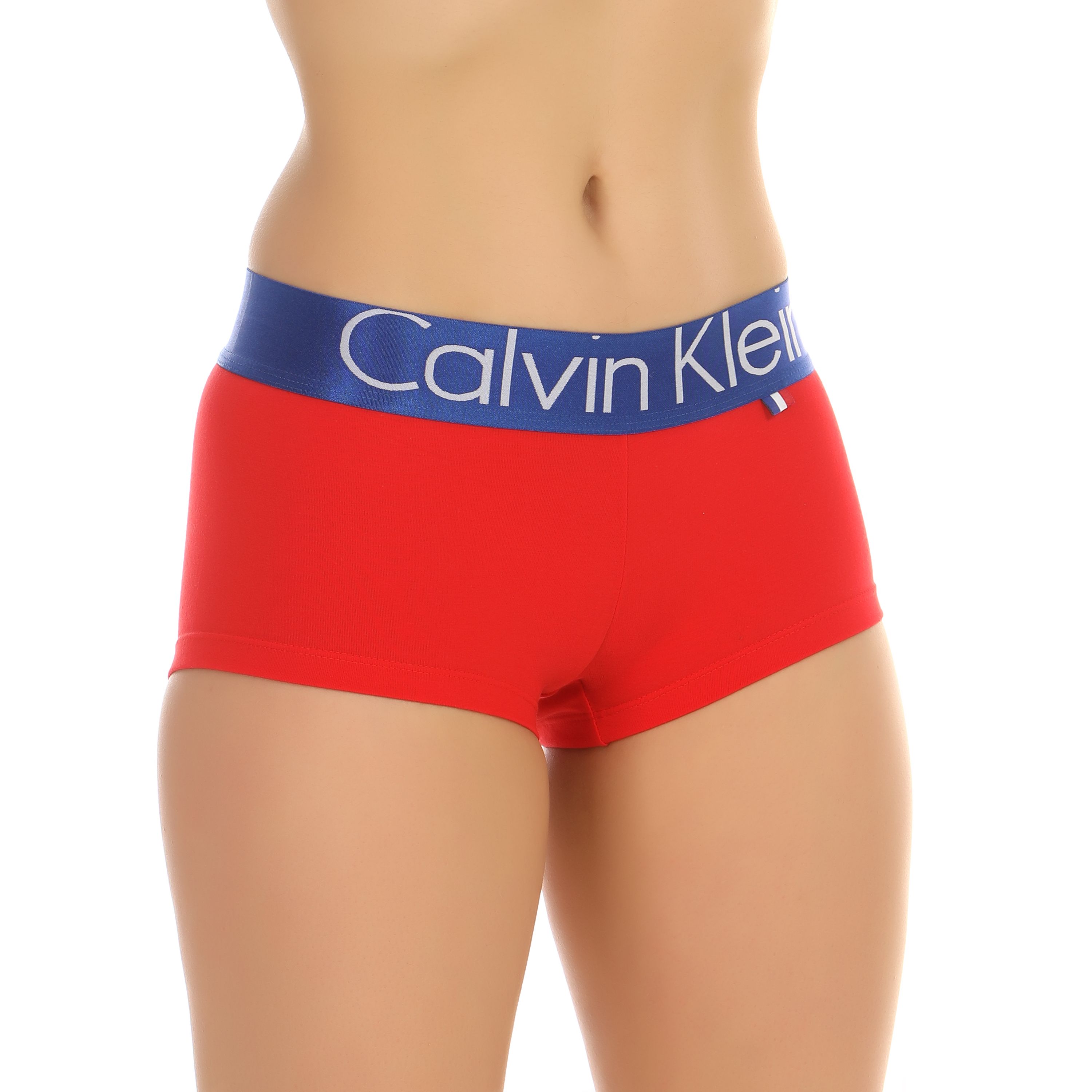 Женские трусы-шорты красные с синей резинкой Calvin Klein Women France фото 1