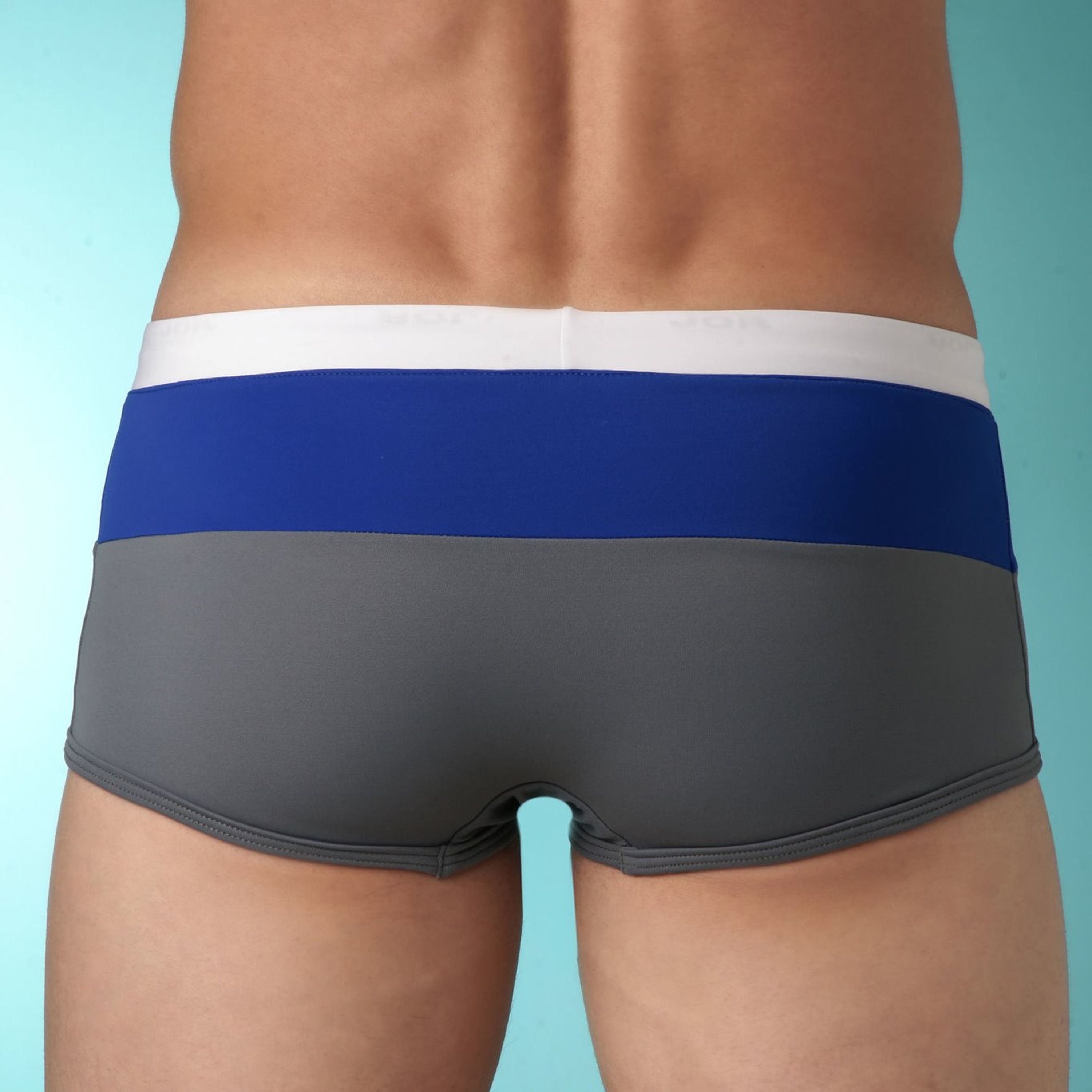 Мужские плавки серые с синей полосой Jor Jupiter Blue Trunk фото 2