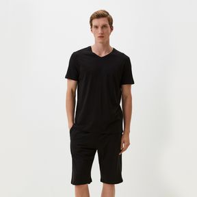 Фото Мужская пижама черная с шортами Cacharel 2193-2