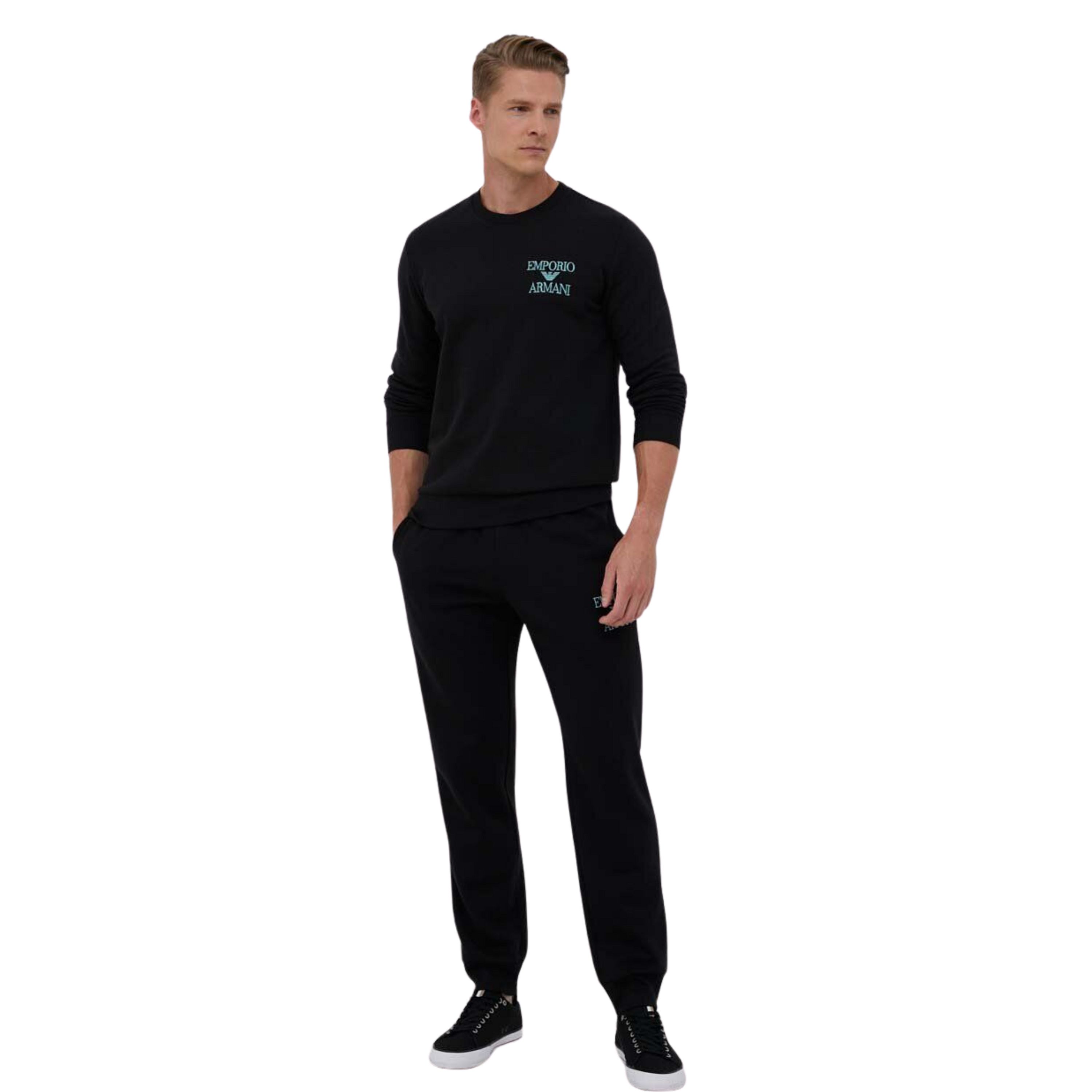 Мужской домашний костюм черный: толстовка и штаны Emporio Armani  111943_3F571 00020 фото 1