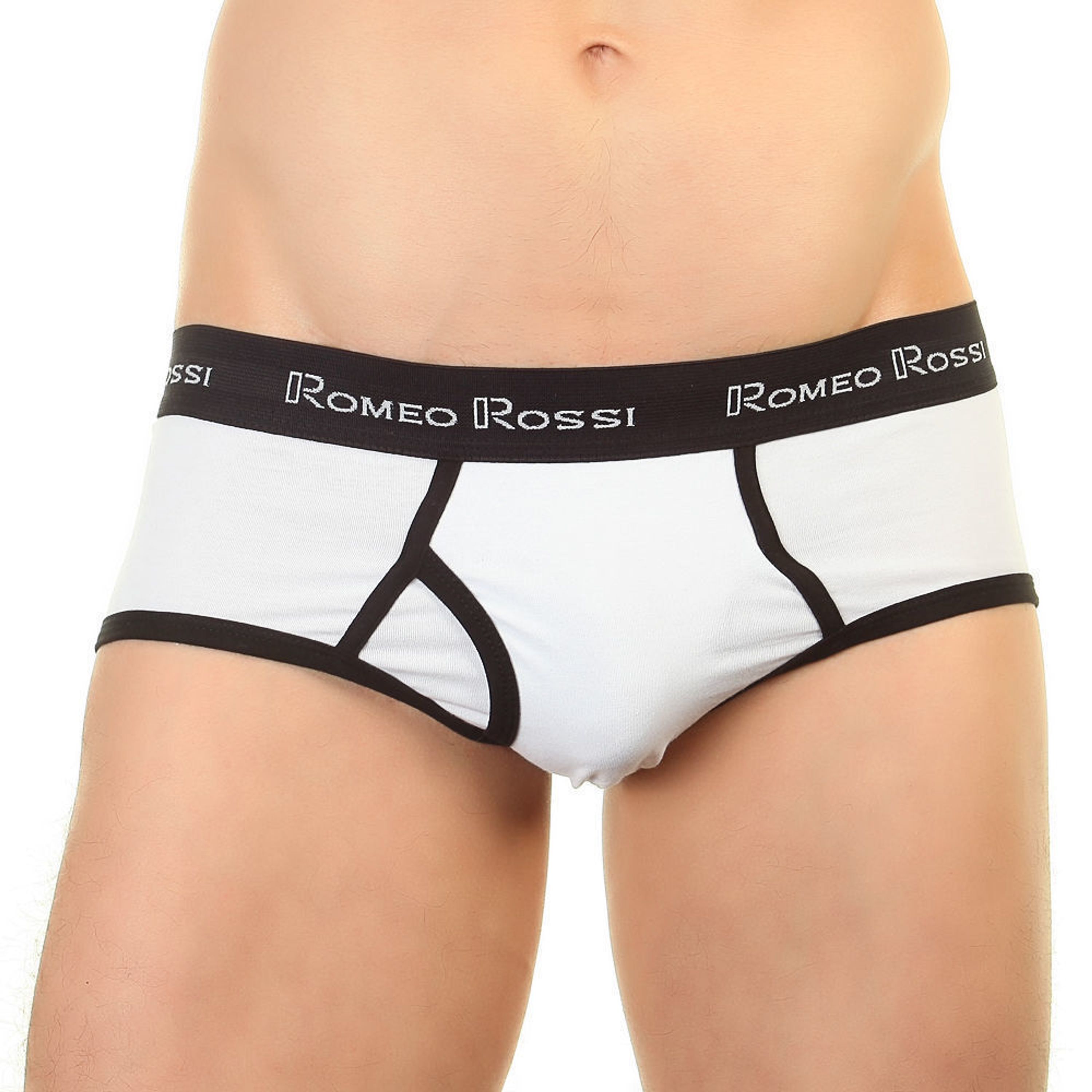 Мужские трусы брифы белые с черной окантовкой Romeo Rossi RR366-101 фото 2