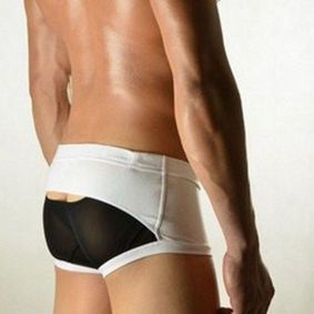 Фото  Мужские трусы хипсы белые с черной сеткой DOOP White&Black Net Trunk