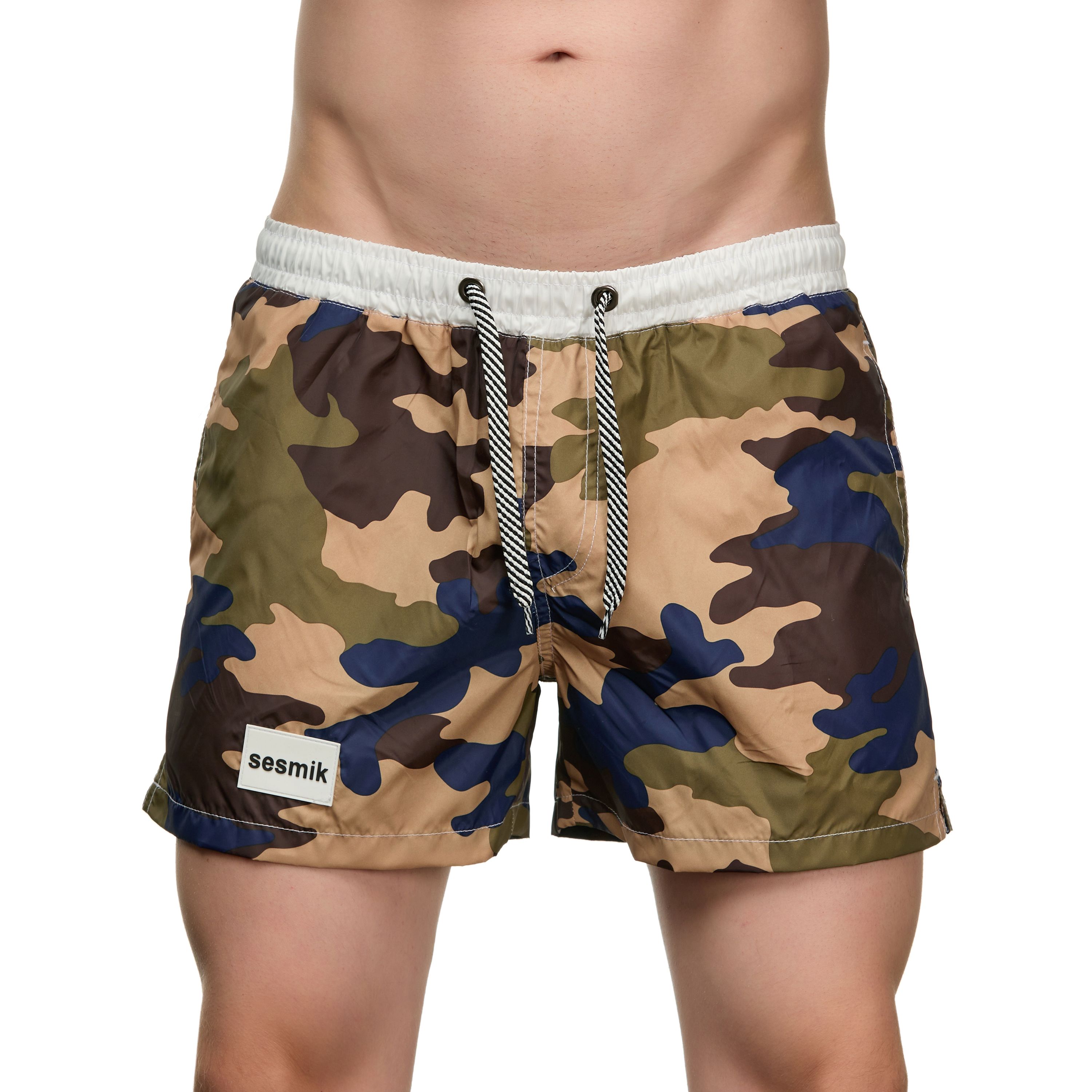 Мужские шорты коричневые с камуфляжным принтом Sesmik STORM MILITARY BROWN-BLUE фото 1
