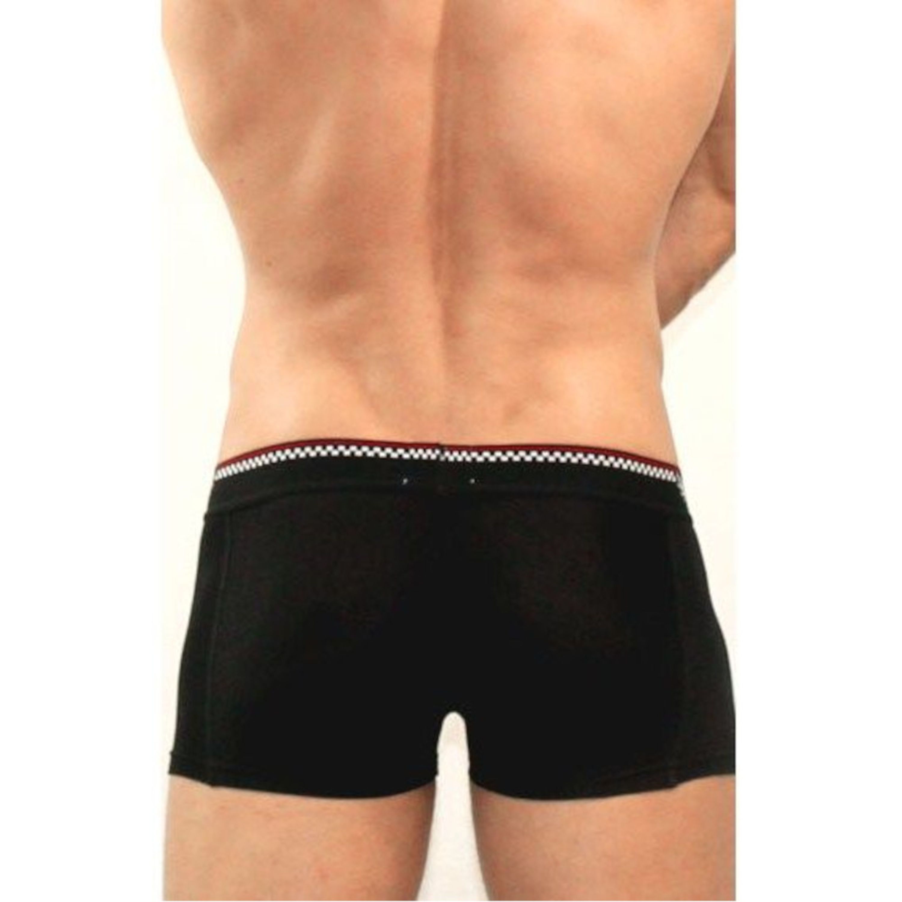 Мужские трусы боксеры черные в коричневую клетку Tommy Dooyao Black фото 2