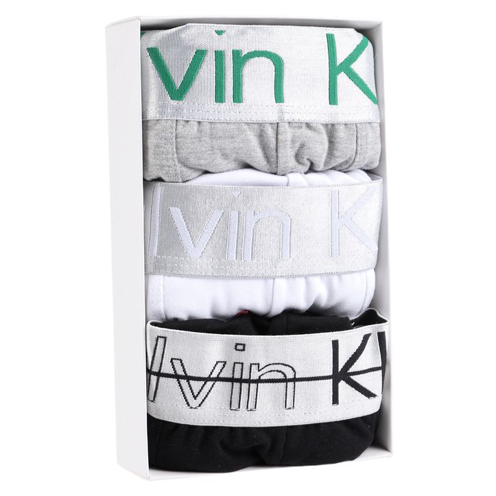 Мужские трусы боксеры набор 3в1 (серые, белые, черные) Calvin Klein 