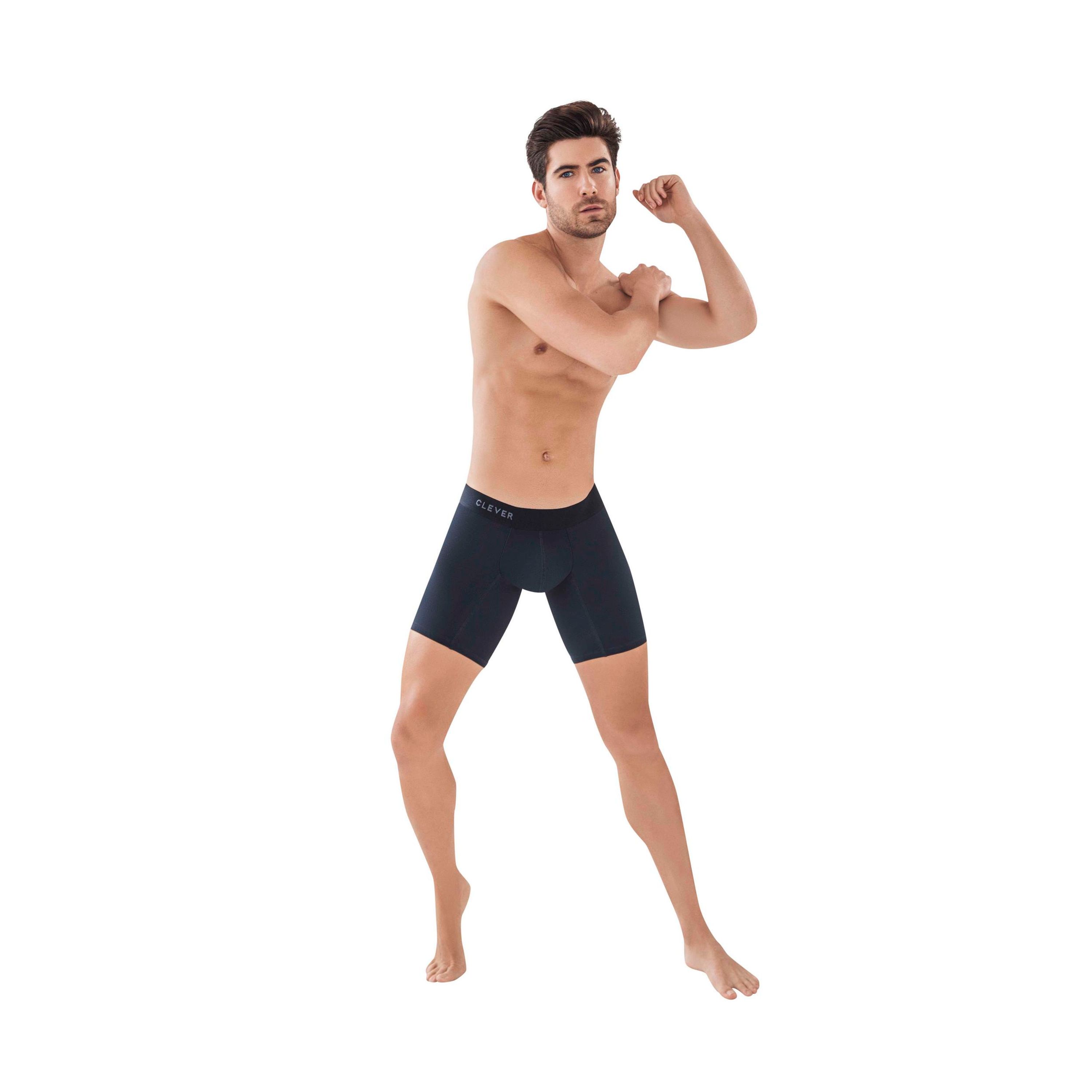 Мужские трусы боксеры черные удлиненные Clever Moda CARIBBEAN LONG BOXER 088611 фото 1