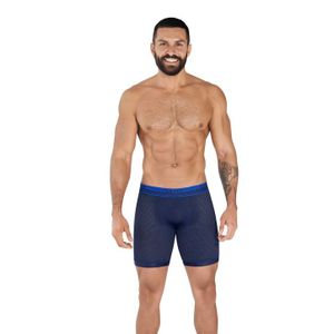 Фото Мужские трусы боксеры удлиненные темно-синие в сетку Clever Moda PROCESS LONG BOXER 036508