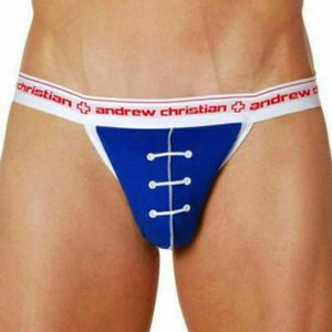 Фото Мужские трусы джоки Andrew Christian Blue Footbal Jockstrap