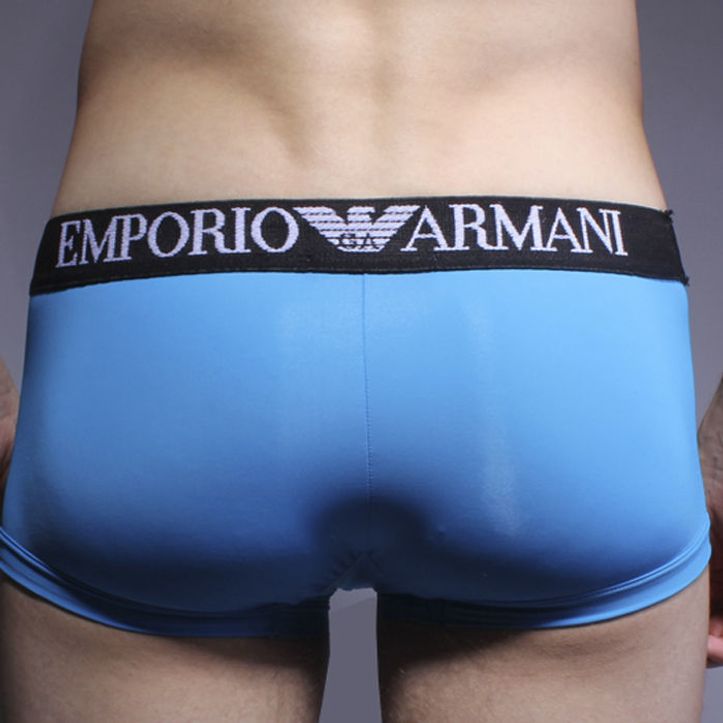 Мужские трусы хипсы синие с черной резинкой Emporio Armani Basic Intimates Hip Brief фото 2