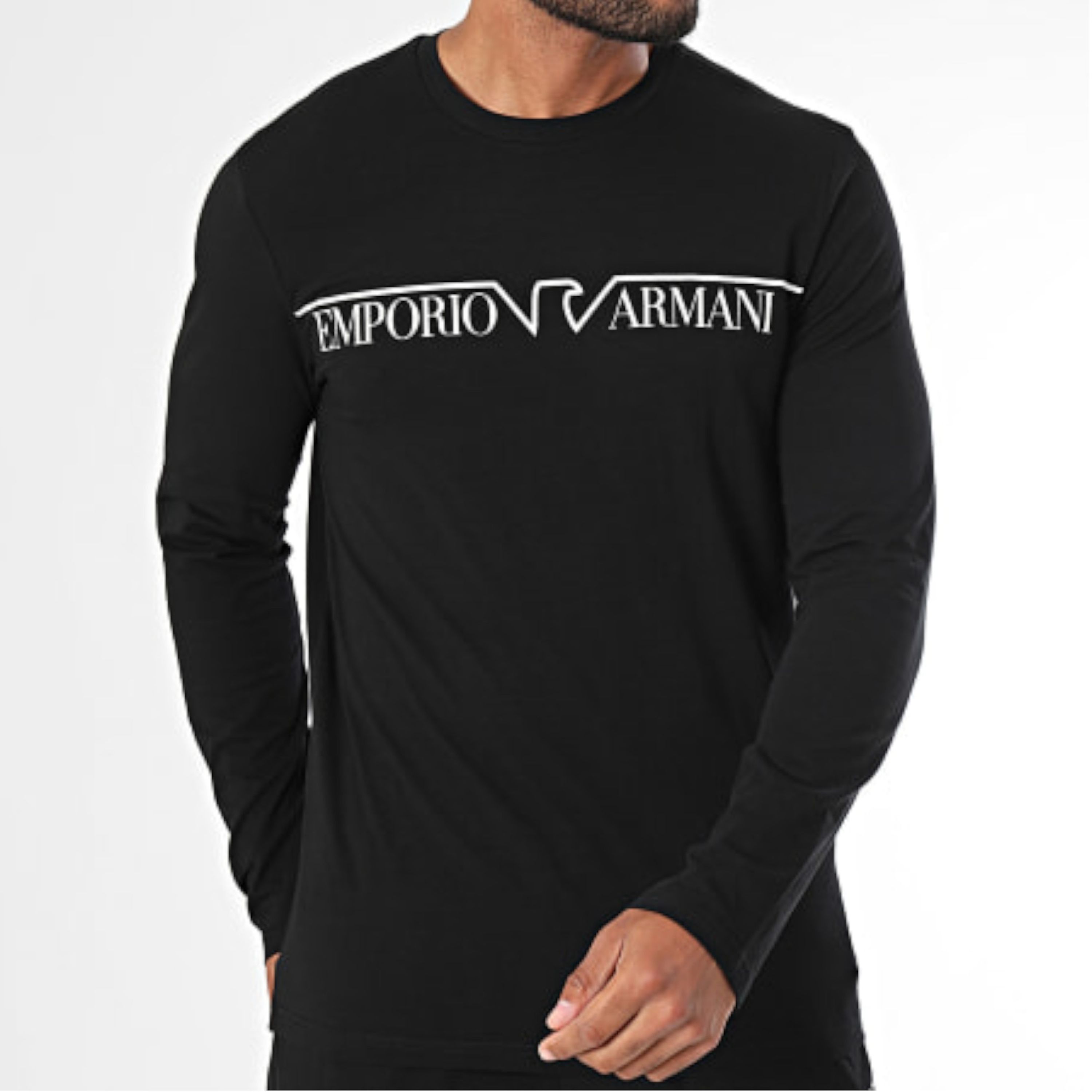 Мужская пижама черная: толстовка и штаны Emporio Armani 112033_4F516 00020 фото 2