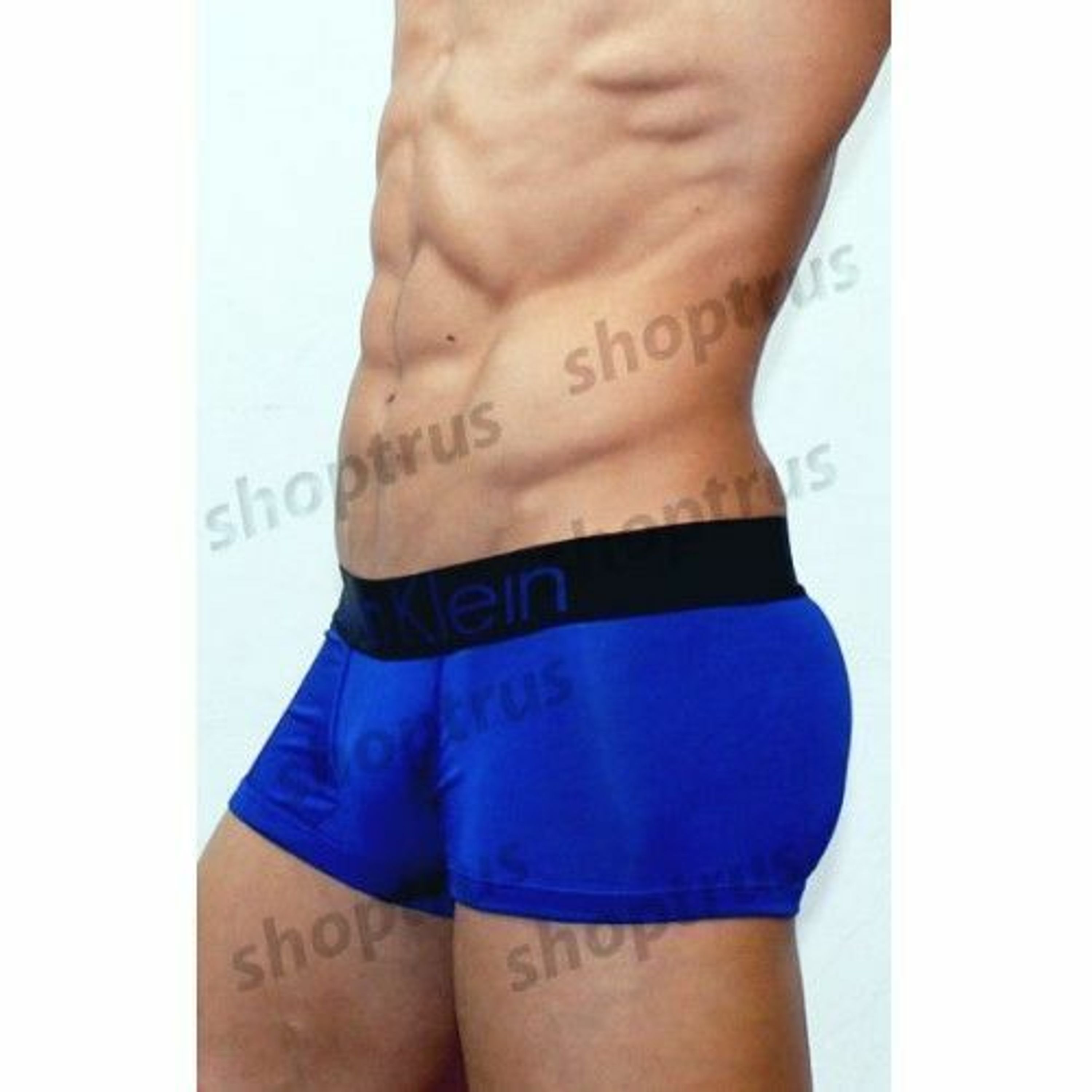 Мужские трусы боксеры синие с черной резинкой Calvin Klein Black Waistband modal фото 2