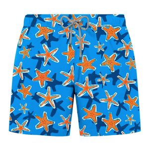 Фото Мужские шорты пляжные голубые с принтом JOHN FRANK JFSSSWL47-STARFISH BLUE