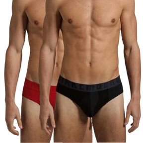 Фото Мужские трусы брифы (черный, красный) набор 2 в 1 Bikkembergs CUT BKK51USP22BI/2