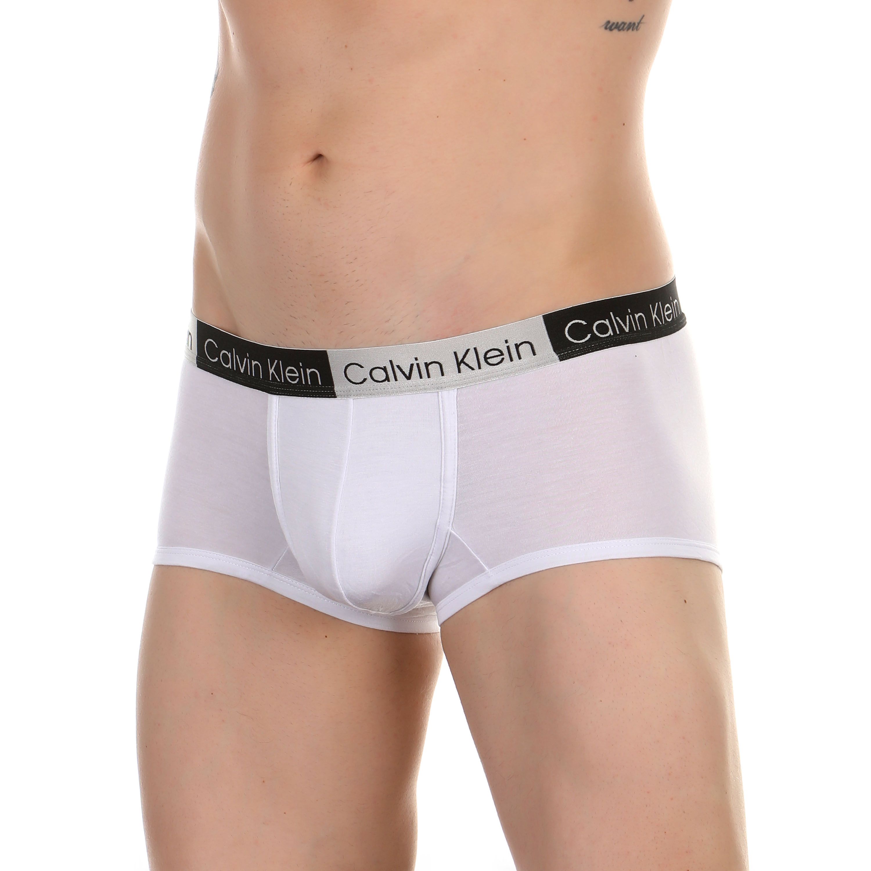 Мужские трусы хипсы белые с серо-черной резинкой (Модал)  Calvin Klein фото 1