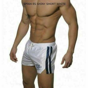 Фото Мужские спортивные шорты белые - с синими полосами ES Collection SHORTS WHITE BLUE