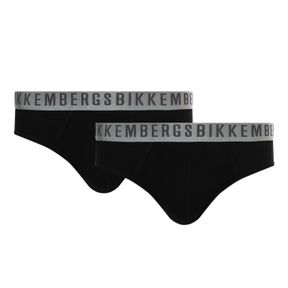 Фото Мужские трусы брифы черные набор 2 в 1 Bikkembergs SILVER BKK1USP11BI/2