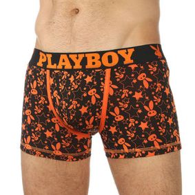 Фото Мужские трусы боксеры PLAYBOY Black Orange Rabbit 22827