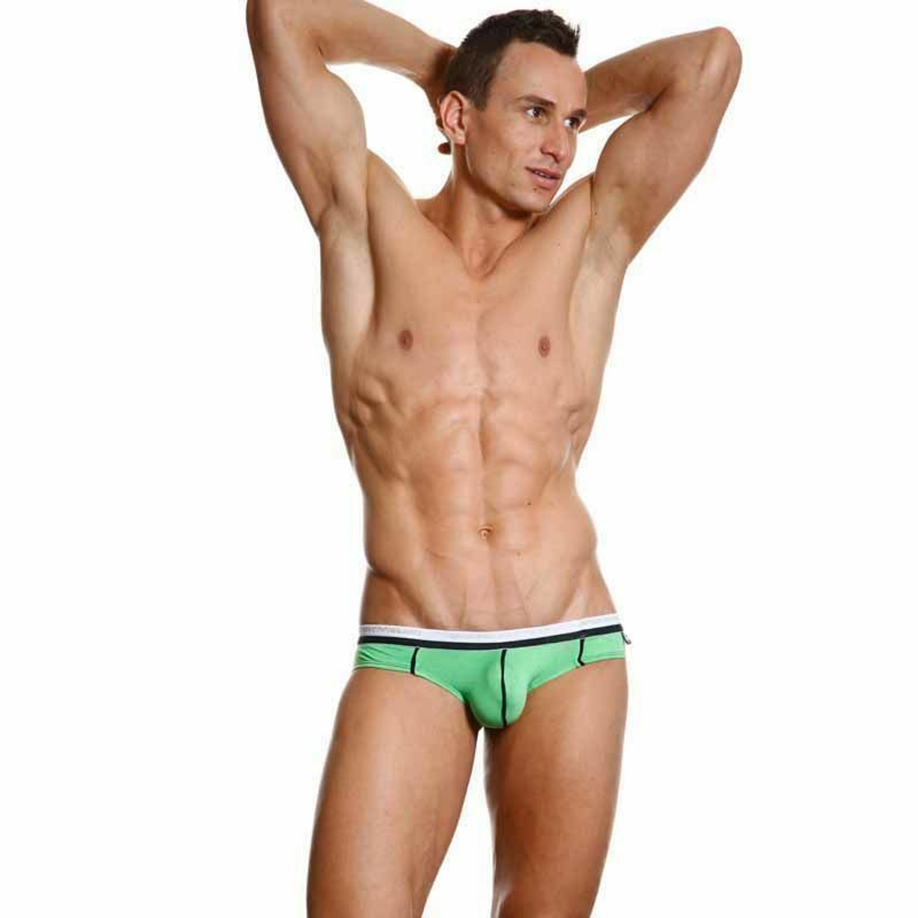 Мужские трусы слипы зеленые Andrew Christian V Slim Holiday Brief Green фото 1