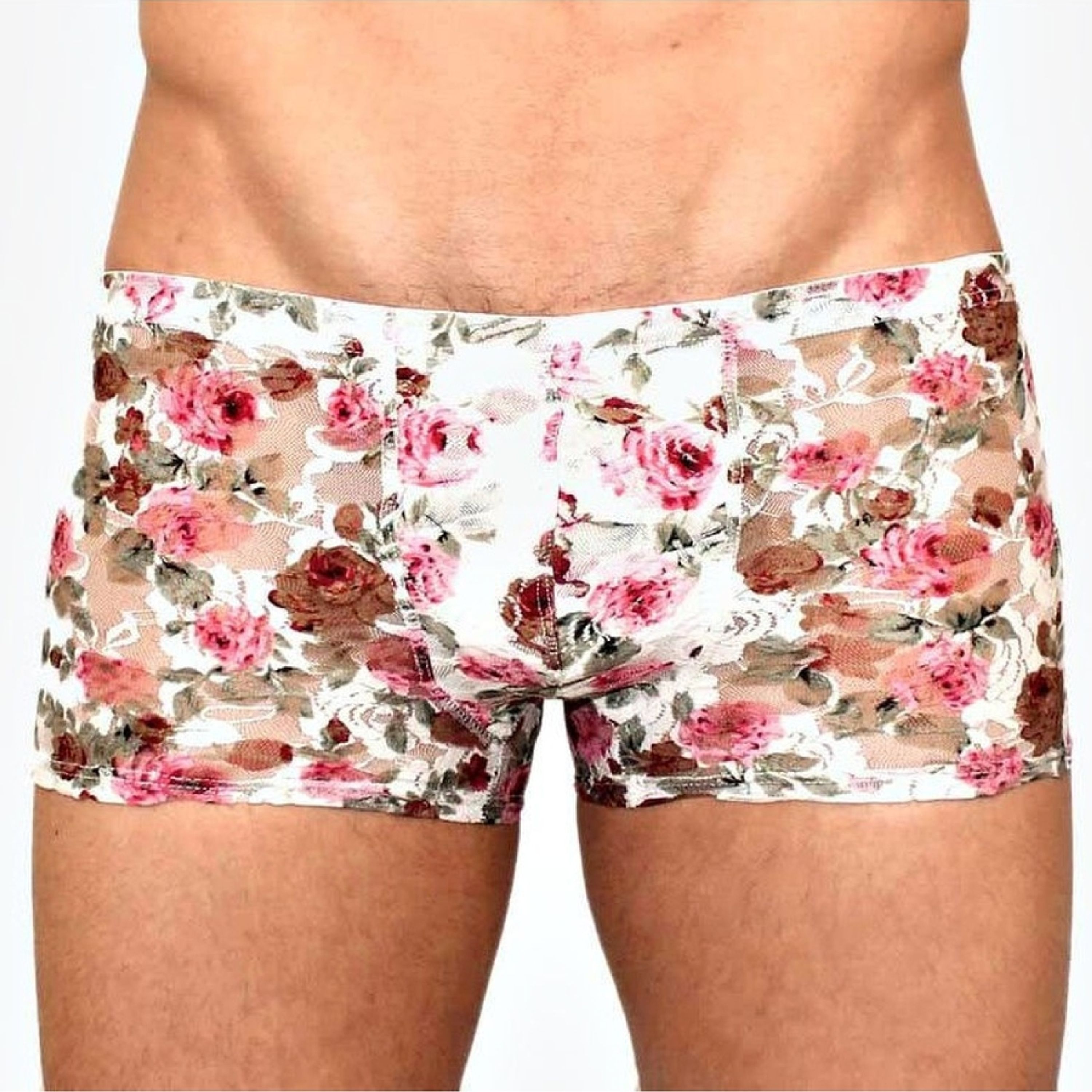 Мужские трусы боксеры белые с розами Romeo Rossi Boxer RR00227 фото 1