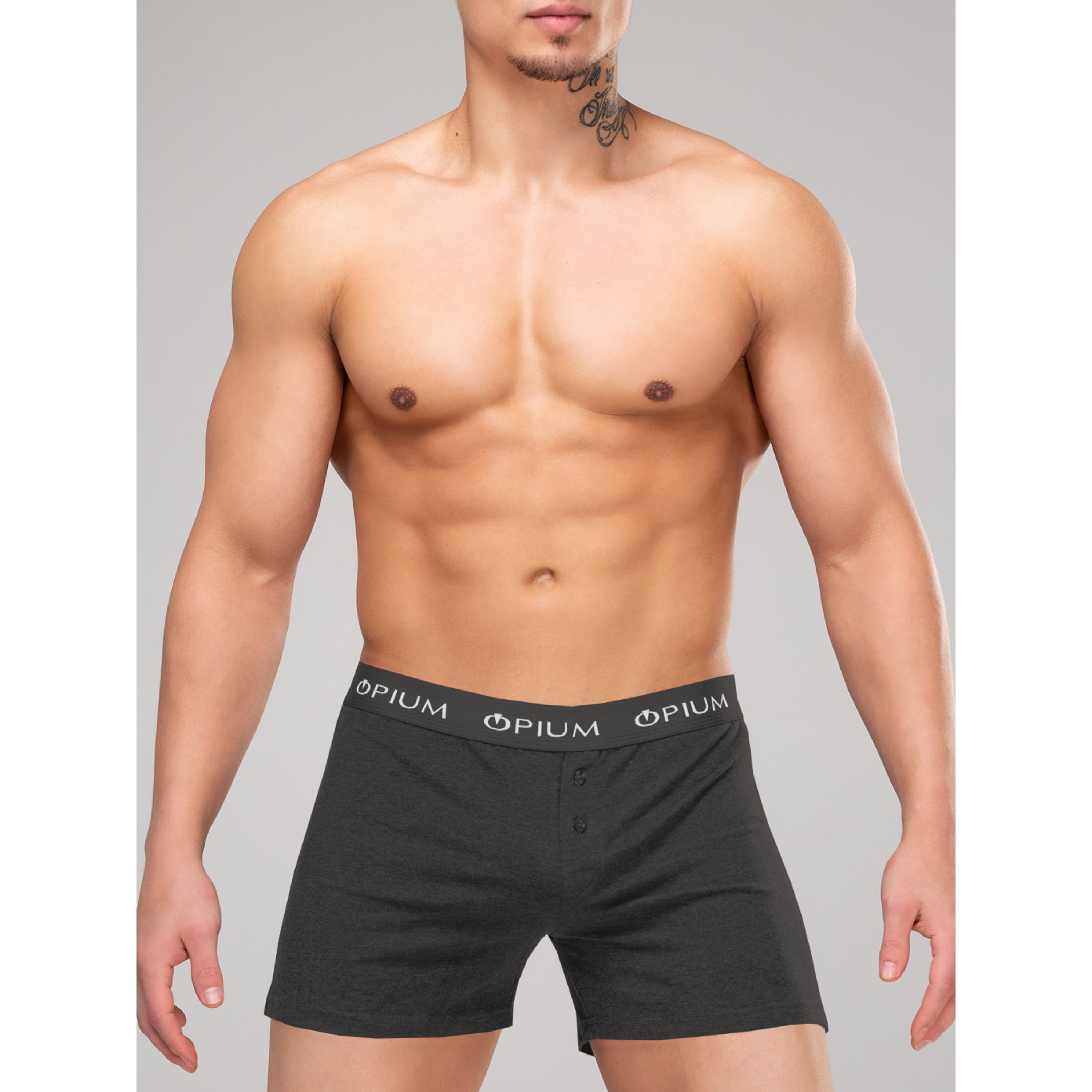 Мужские трусы-шорты с пуговицей темно-серые Opium Boxer R31 фото 1