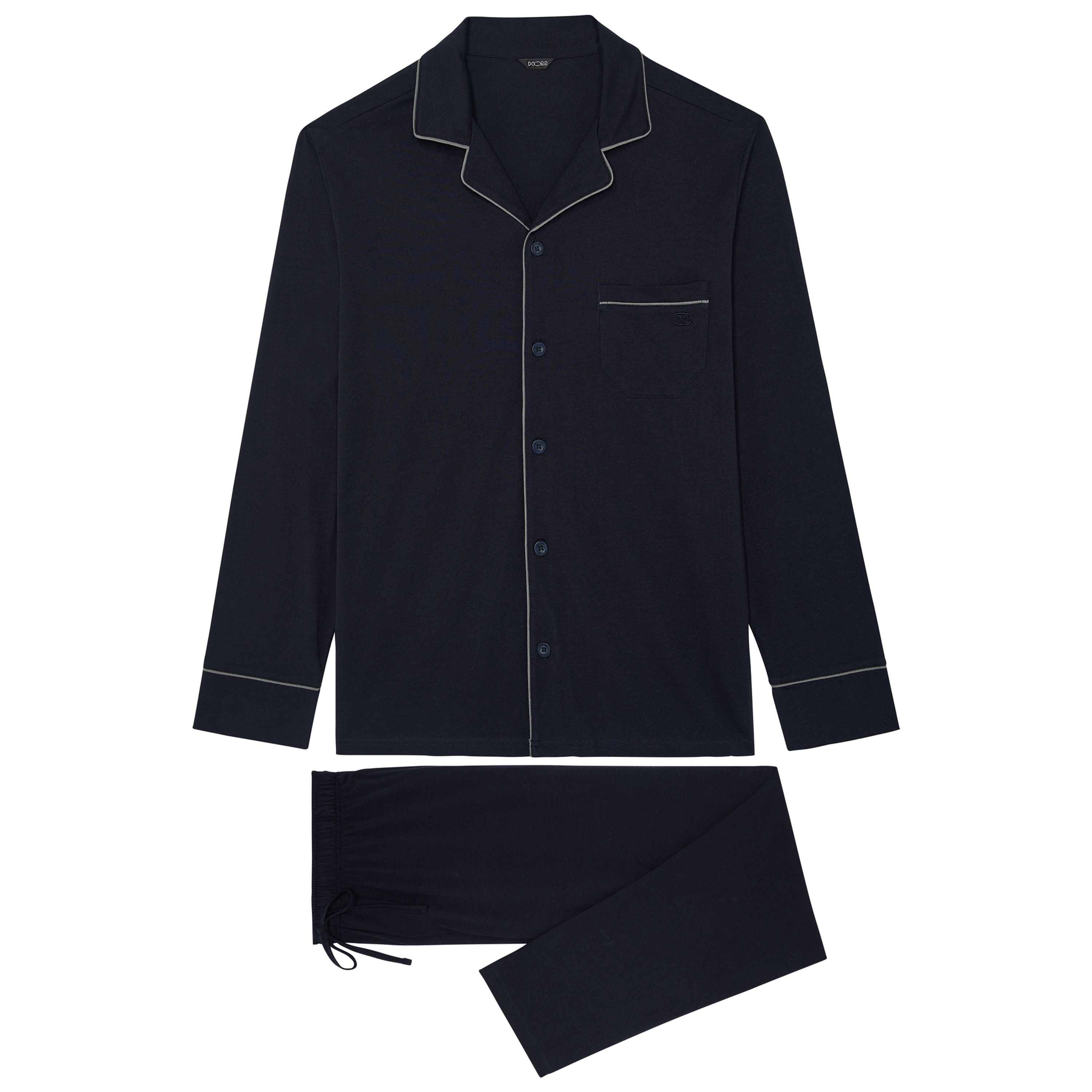 Мужская пижама темно-синяя с серой окантовкой HOM ALBERT Long Sleepwear 402802_4000RA фото 4