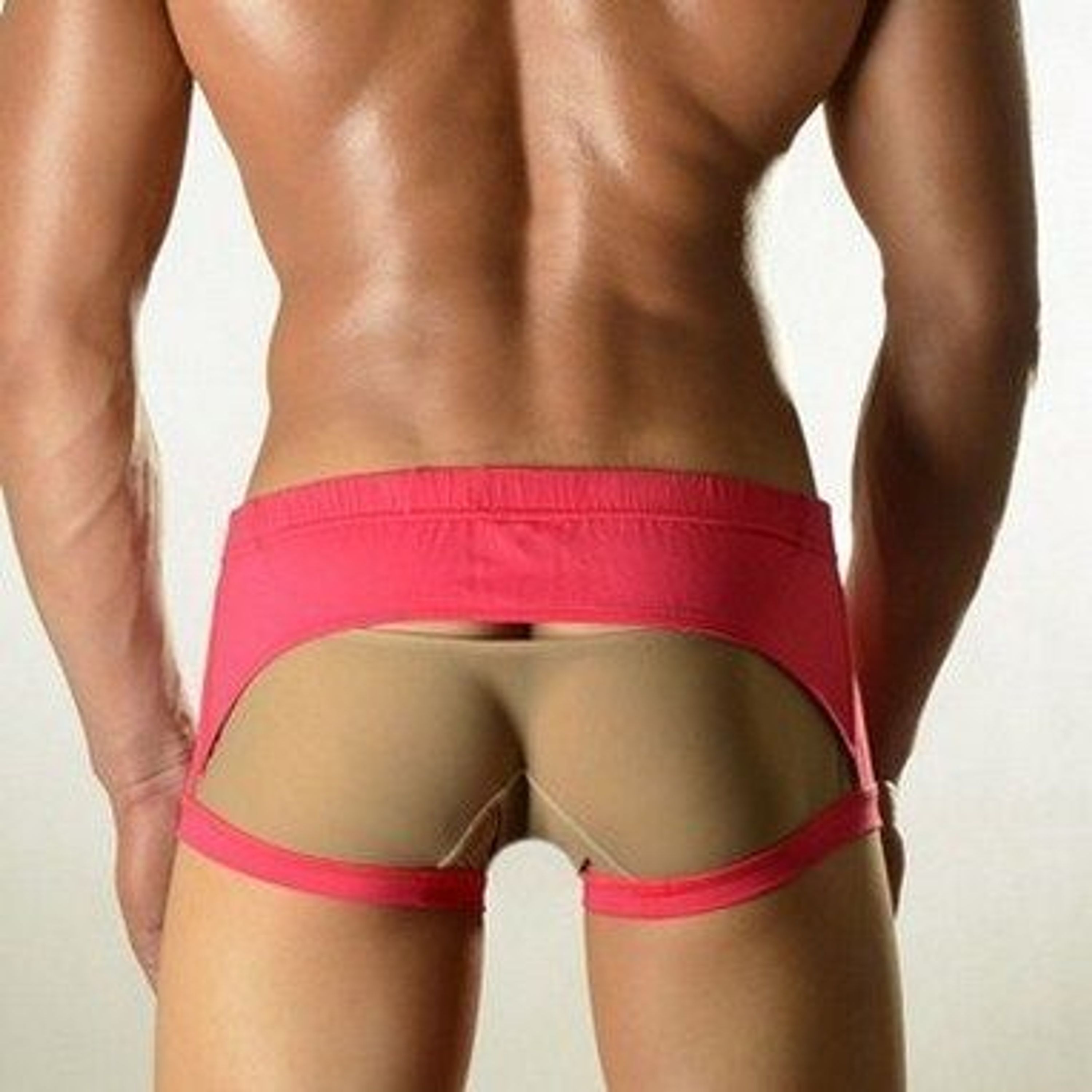 Мужские трусы хипсы фуксия с бежевой сеткой DOOP Pink&Beige Net Trunk фото 2
