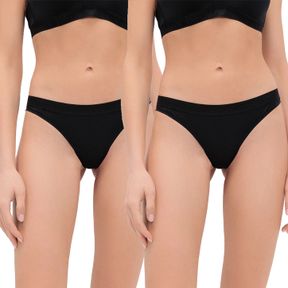 Фото Женские трусы бразилиана набор из 2 штук (черные) Emporio Armani EW000404_AF10891