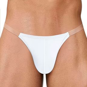 Фото Мужские трусы танга белые с прозрачными вставками ADANNU AN749-1