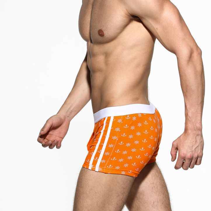 Мужские трусы-шорты оранжевые с морским принтом Superbody Orange Shorts фото 2