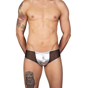 Фото Мужские трусы бразилиана черные с серебристой вставкой Cosmos Colors LB10_SB Фото Мужские трусы бразилиана черные с серебристой вставкой Cosmos Colors LB10_SB