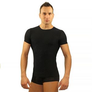 Фото Мужская футболка черная с синими блестящими вкраплениями Romeo Rossi Black Polar RR00515