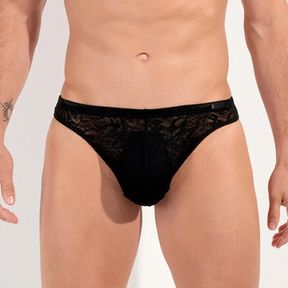 Фото Мужские трусы стринги черные кружевные HOM Free Cut Lace 40-2886-0004