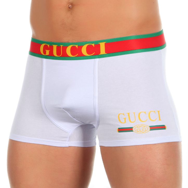 Мужские трусы боксеры белые Gucci Hip Boxer GG 