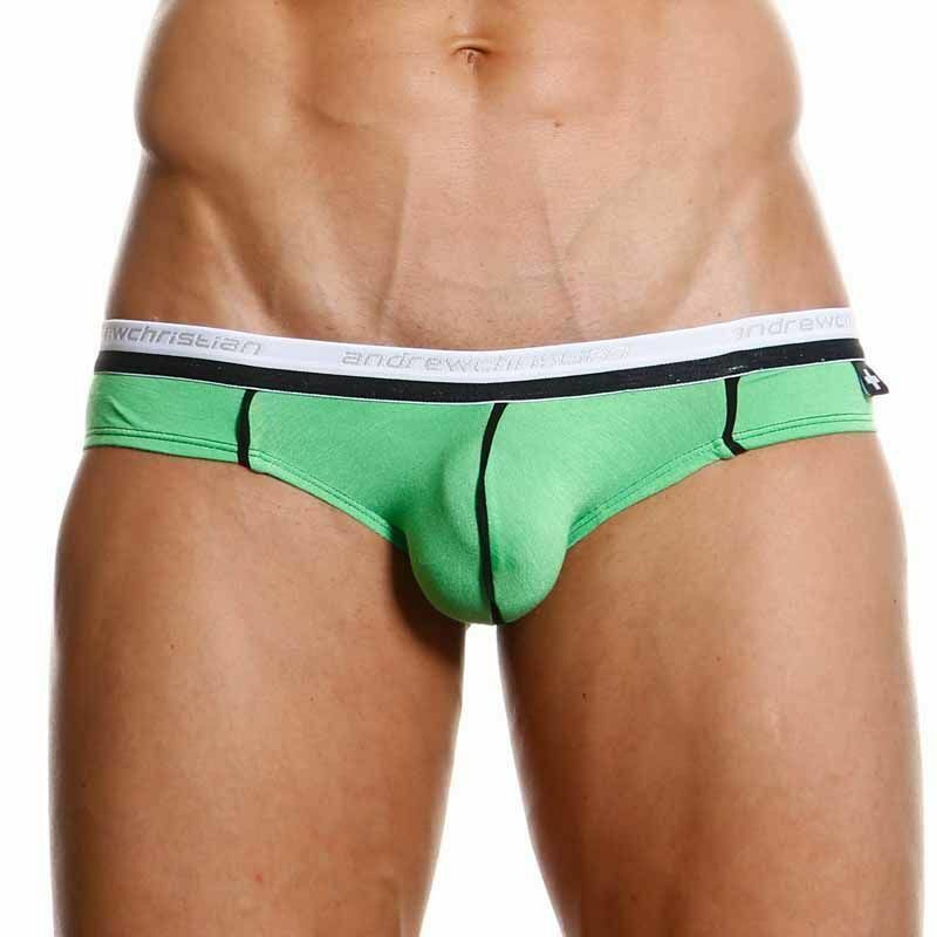 Мужские трусы слипы зеленые Andrew Christian V Slim Holiday Brief Green фото 3
