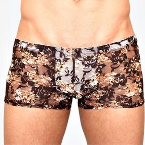 Фото Мужские трусы боксеры черные с бежевыми розами Romeo Rossi Rose Boxer RR00231