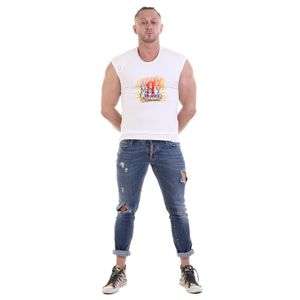 Фото Мужская майка бежевая с принтом "Хочу, могу, сделаю" Sesmik TV004-1