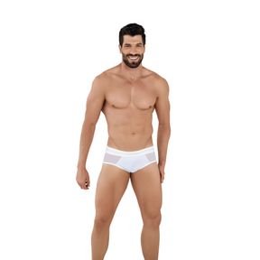 Фото Мужские трусы брифы белые с сетчатой вставкой Clever Moda BERNA BRIEF 103001