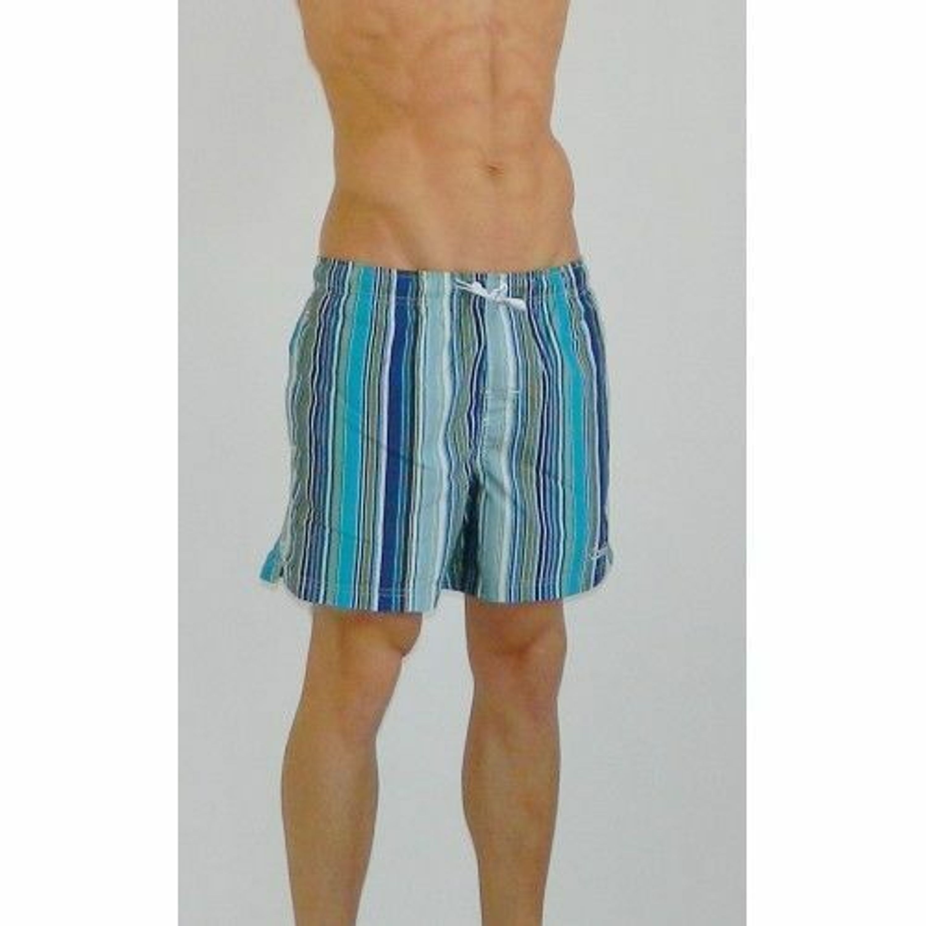 Мужские шорты плавательные голубые в полоску Calvin Klein Swimming Edition Aqua фото 3
