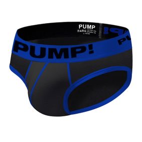 Фото Мужские трусы слипы черные с синей резинкой PUMP! PU5107-2