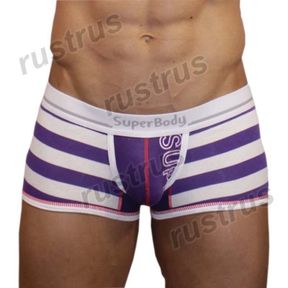 Фото Мужские трусы хипсы белые с фиолетовыми полосками Superbody
