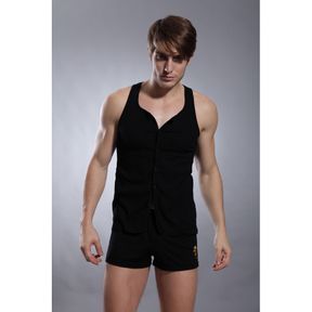 Фото Мужская майка с пуговицами SuperBody Black 