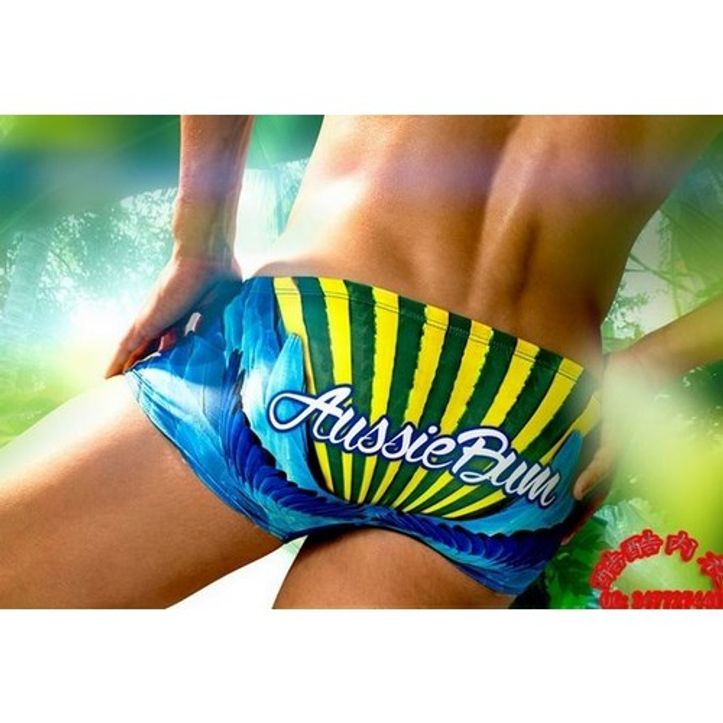 Мужские плавки боксеры разноцветные с попугаем Aussiebum Swimwear Paradise Parrot фото 2