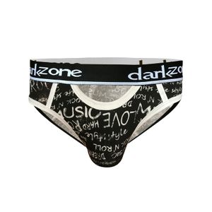 Фото Мужские трусы брифы с вырезом черные с принтом DARKZONE DZN6263