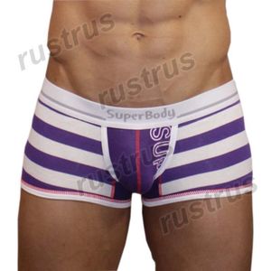 Фото Мужские трусы хипсы белые с фиолетовыми полосками Superbody