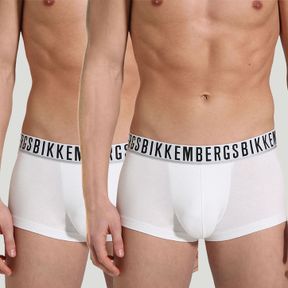 Фото Мужские трусы боксеры белые набор 2в1 Bikkembergs ESSENTIAL BKK1UTR01BI
