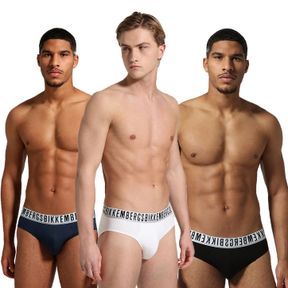 Фото Мужские трусы брифы (белый, темно-синий, черный) набор 3в1 Bikkembergs ESSENTIAL BKK1USP01TR