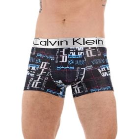 Фото Мужские трусы боксеры черные с разноцветными символами Calvin Klein
